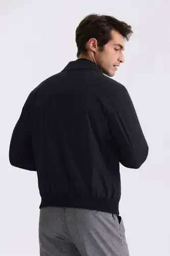 Qora Comfort Fit Bebe Yاقةли Фаслий Пальто - 4