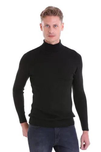 Qora Comfort Fit Fitilli Balıkchi Yoqali Junli Jun K 