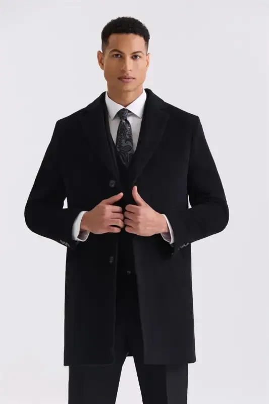 Qora Comfort Fit Mono Yoqa Yon Cho'ntakli Kash Kaban - 1