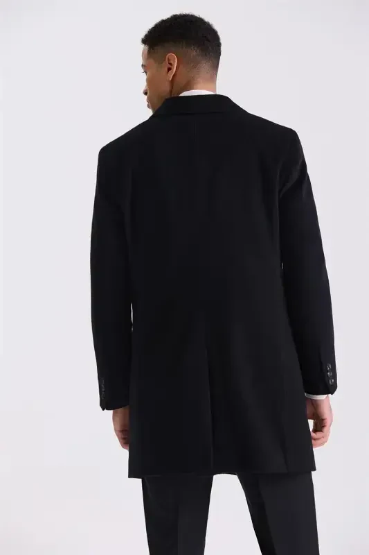 Qora Comfort Fit Mono Yoqa Yon Cho'ntakli Kash Kaban - 4