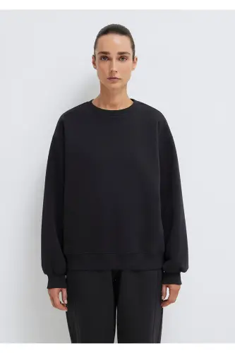 Qora Crew Neck Basic Ko'ylak 1610198-900 - 4