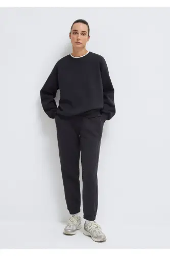 Qora Crew Neck Basic Ko'ylak 1610198-900 - 3