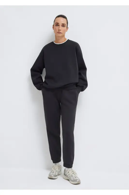 Qora Crew Neck Basic Ko'ylak 1610198-900 - 3