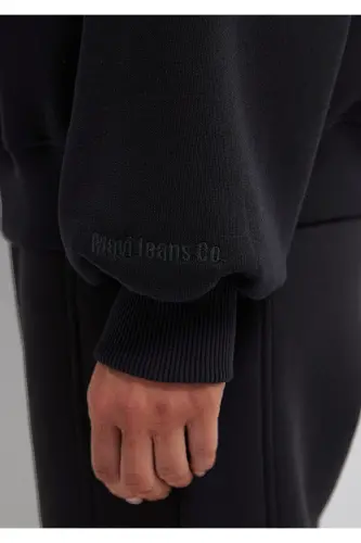Qora Crew Neck Basic Ko'ylak 1610198-900 - 8