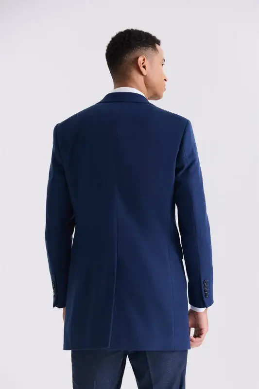 **Qora dengiz koʻk Slim Fit boʻyinbogʻli palto** - 4