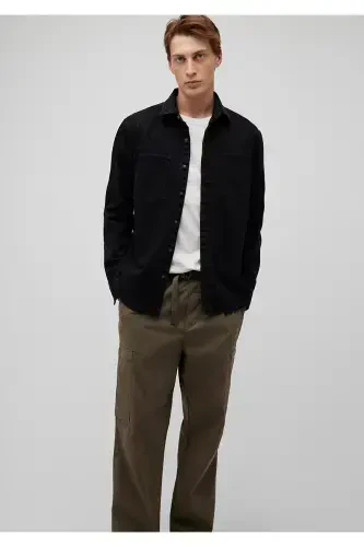 Qora Denim Ko'ylak Regular Fit / Oddiy Kesim 0211 - 1