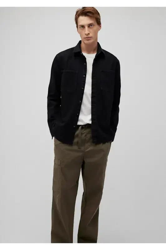 Qora Denim Ko'ylak Regular Fit / Oddiy Kesim 0211 - 1