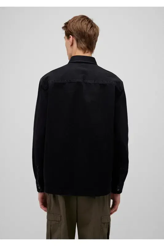 Qora Denim Ko'ylak Regular Fit / Oddiy Kesim 0211 - 3