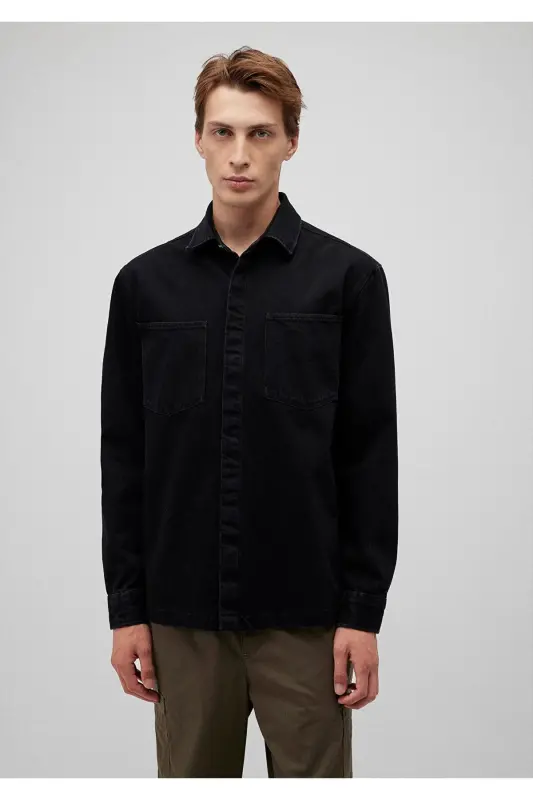 Qora Denim Ko'ylak Regular Fit / Oddiy Kesim 0211 - 2