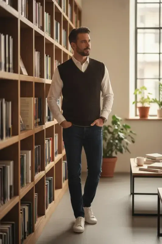 Qora Erkak V Bo'yin Triko O'rgilmaydigan Sviter Regular Fit Soch O'rgilmalari Naqshli-Qora - 5