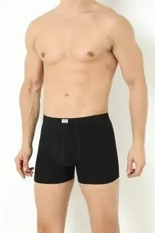 Qora Erkaklar Boxerlari Oddiy 3 ta Paket Paxta Lycradan - 8