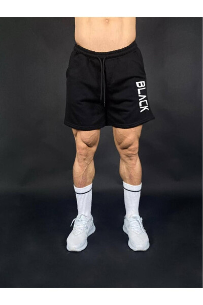 Qora Erkaklar Regular Fit Cho'ntakli Shortlar 