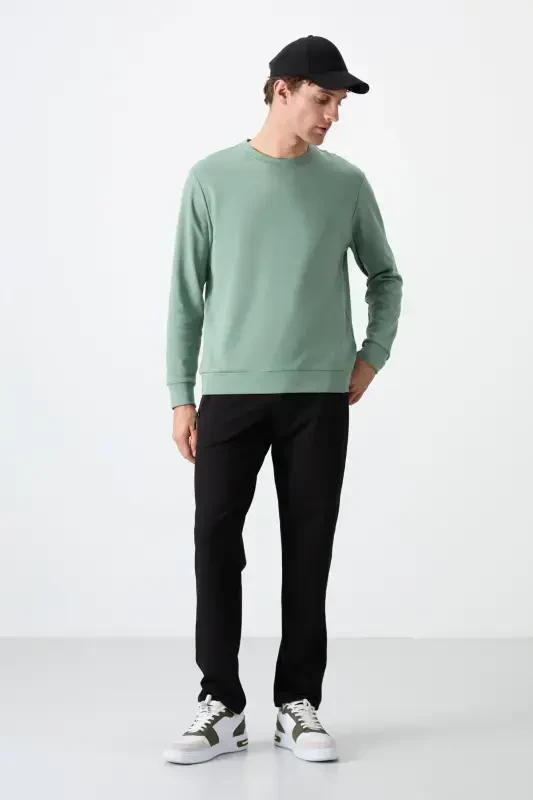 Qora fermuarli uch cho'ntakli tor bichimli klassik etik erkaklar sport shimi - 84671-QORA - 4