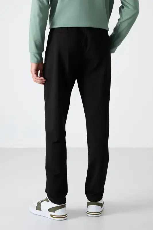 Qora fermuarli uch cho'ntakli tor bichimli klassik etik erkaklar sport shimi - 84671-QORA - 7