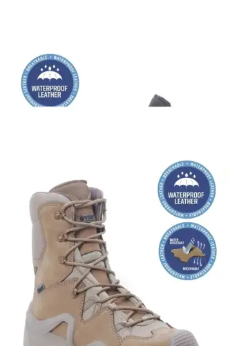 Qora harbiy etik WATERPROOF qishki erkaklar trekking krossovkasi suv va sovuq o'tkazmaydigan termal taktik etik-bej - 3