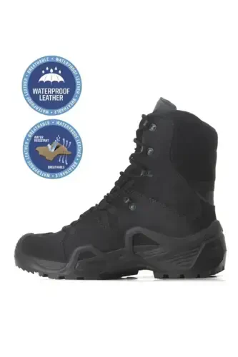 Qora harbiy etik WATERPROOF Qishki erkaklar uchun Trekking krossovkasi Suv va sovuq o'tkazmaydigan termal taktik etik-QOP-QORA QORA - 3