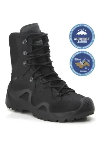 Qora harbiy etik WATERPROOF Qishki erkaklar uchun Trekking krossovkasi Suv va sovuq o'tkazmaydigan termal taktik etik-QOP-QORA QORA - 4
