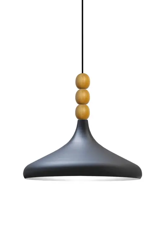 Qora Ich Oq Champion Yog'och Boncukli Yagona Qandil Osma Salon Oshxona Butik Lampa-Qora Ich Oq - 6