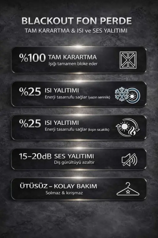 Qora Issiqlik %100 Yorug'lik o'tkazmaydigan Blackout Karartma Pardasi (E X B) - 3