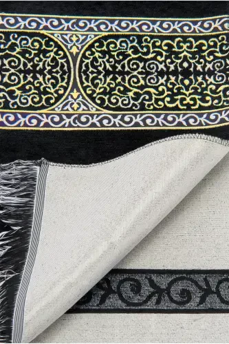 Qora Ka'ba naqshli Chenille gilami 3 - 6