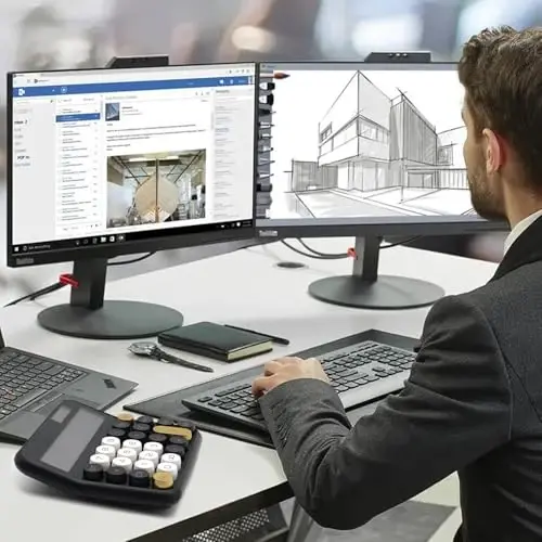 Qora Kalkulyator, UPIHO Standart Kalkulyator 12 ta Katta LCD Displey va Katta Tugmalar bilan, Ayollar uchun Qora Oltin Ofis Aksessuarlari Stol, Ofis uchun jihozlar, Maktab, Uy, Biznes - 6