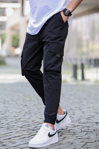 Qora Kargo Cho'ntakli Erkaklar Jogger Shimini 5461 - MADMEXT