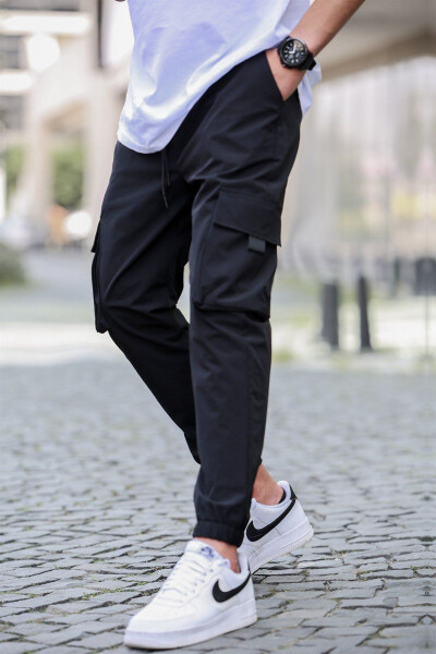 Qora Kargo Cho'ntakli Erkaklar Jogger Shimini 5461 - MADMEXT