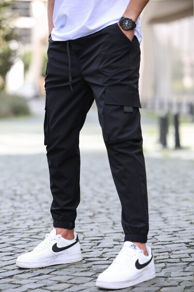 Qora Kargo Cho'ntakli Erkaklar Jogger Shimini 5461 - MADMEXT (1)