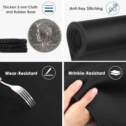 Qora Katta Kengaytirilgan Sichqoncha, Chiroyli Gullar O'simliklar, Uy va Ofis uchun Suv o'tkazmaydigan Sichqoncha, Sirpanmaydigan Asosli O'yin Sichqonchasi Noutbuk Klaviatura, Tikilgan Qirralar (31.5