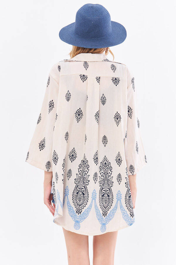 Qora ko'k, lavanta rangli paxta matosi ko'rinishidagi yubka - 5