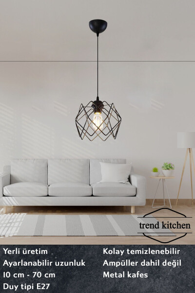 Qora ko'p kvadratli bitta osilgan lyustralar - TREND KITCHEN