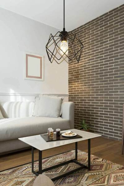 Qora ko'p kvadratli bitta osilgan lyustralar - TREND KITCHEN (1)