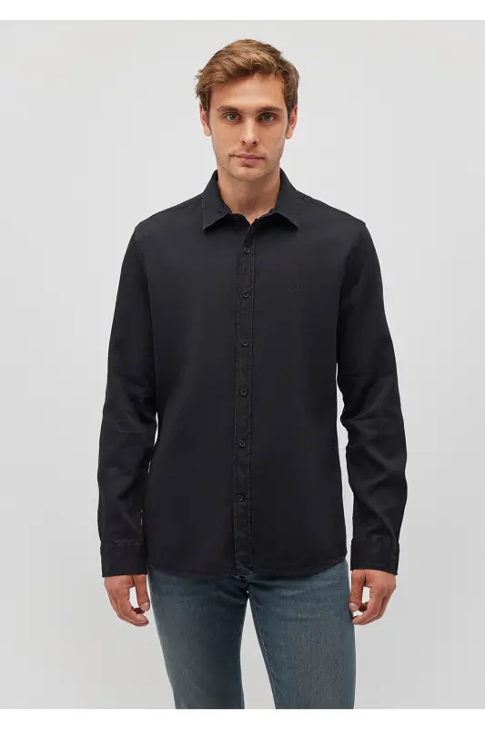 Qora Ko'ylak Slim Fit / Tor Kesim 0211091-900 - 3