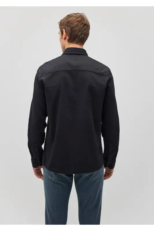 Qora Ko'ylak Slim Fit / Tor Kesim 0211091-900 - 4
