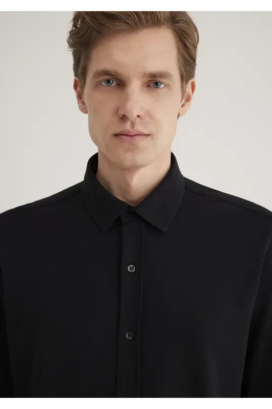 Qora Ko'ylak Slim Fit / Tor Kesim 0211583-900-Qora - 6