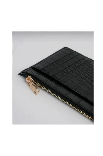 Qora Kroko naqshli kart uchun hamyon - Qora - ILKNURBUTIK (1)