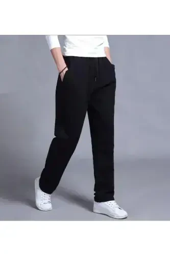 Qora- Kulrang - To'q ko'k Erkaklar Katta Kesimli Tekis Oyoqli Sport Shimlar-Qora - 4