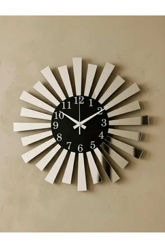 Qora Kumush Ko'zg'uli Plexiglass Pianino Model Raqamli Uy Sovg'a Devor Soati - 2