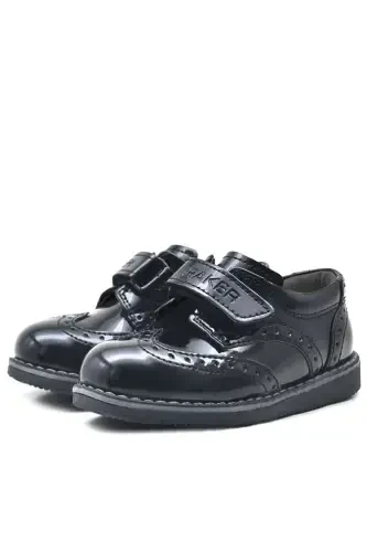 Qora Lakli Velcro Kundalik Erkak Chaqaloq Oyoq Kiyimlari - 3