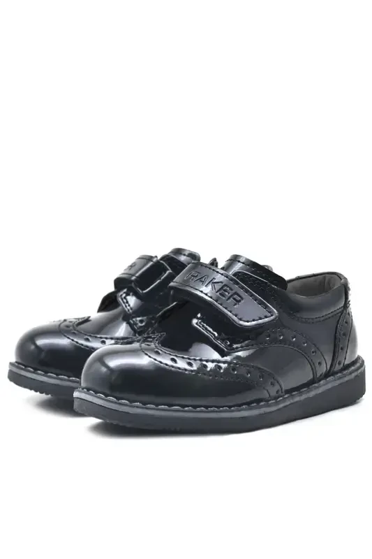 Qora Lakli Velcro Kundalik Erkak Chaqaloq Oyoq Kiyimlari - 3