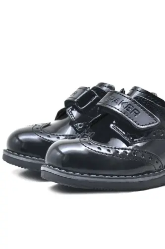 Qora Lakli Velcro Kundalik Erkak Chaqaloq Oyoq Kiyimlari - 5