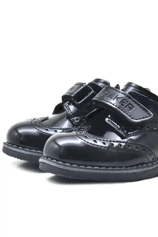 Qora Lakli Velcro Kundalik Erkak Chaqaloq Oyoq Kiyimlari - 5