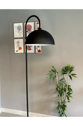 Qora Lampa Zamonaviy Dekorativ Metall O'tirish Xonasi Ish Xonasi Pol Chiroqi - 3