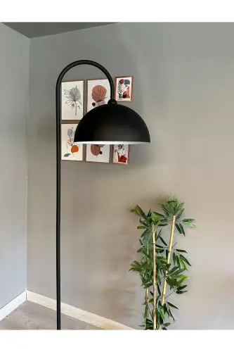 Qora Lampa Zamonaviy Dekorativ Metall O'tirish Xonasi Ish Xonasi Pol Chiroqi - 4