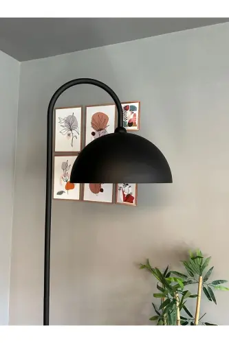 Qora Lampa Zamonaviy Dekorativ Metall O'tirish Xonasi Ish Xonasi Pol Chiroqi - 6