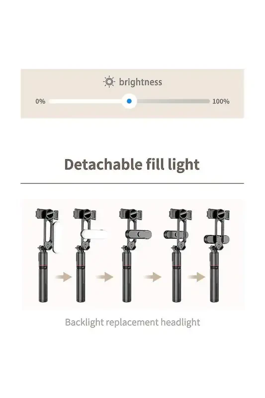 Qora LED yorug'likli Selfie tayoqchasining simsiz tripodli Selfie Monopod Selfie Stick-L15 - 3