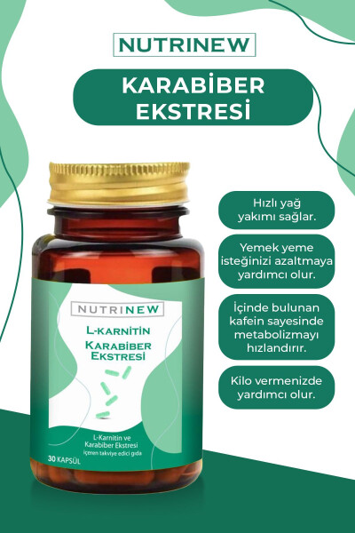 Qora murchi ekstrakti L-karnitin 30 kapsula - NUTRINEW VITAMINS