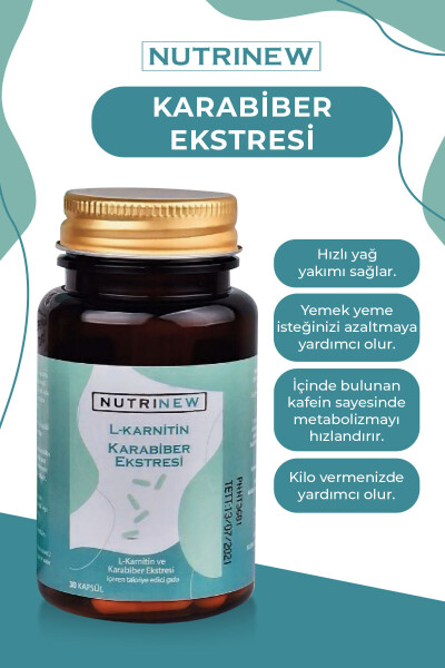 Qora murchi ekstrakti L-karnitin 30 kapsula - NUTRINEW VITAMINS (1)