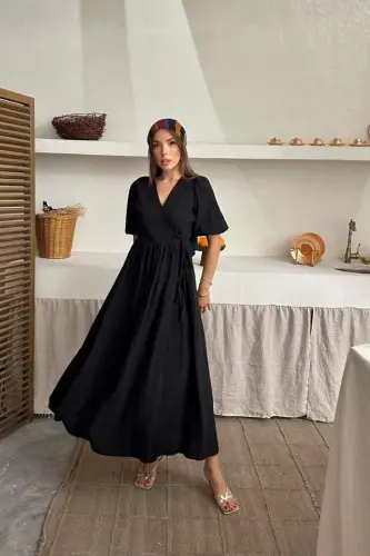 Qora muslin uzun ko'ylak - 3