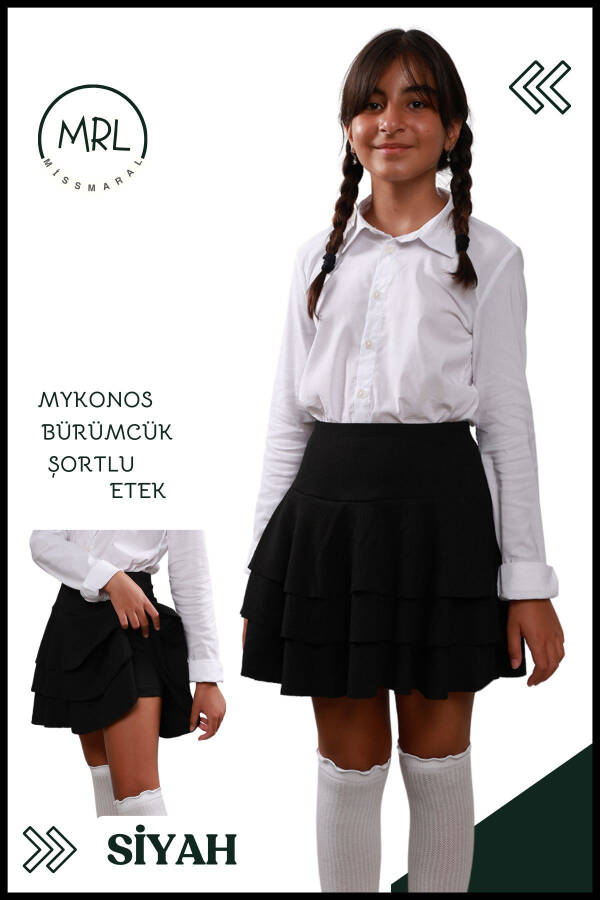 Qora Mykonos Shortli Yubka Hovuz-dengiz Spor Va Kundalik Ishlatish Uchun Skirt With Shorts 4101 - 4